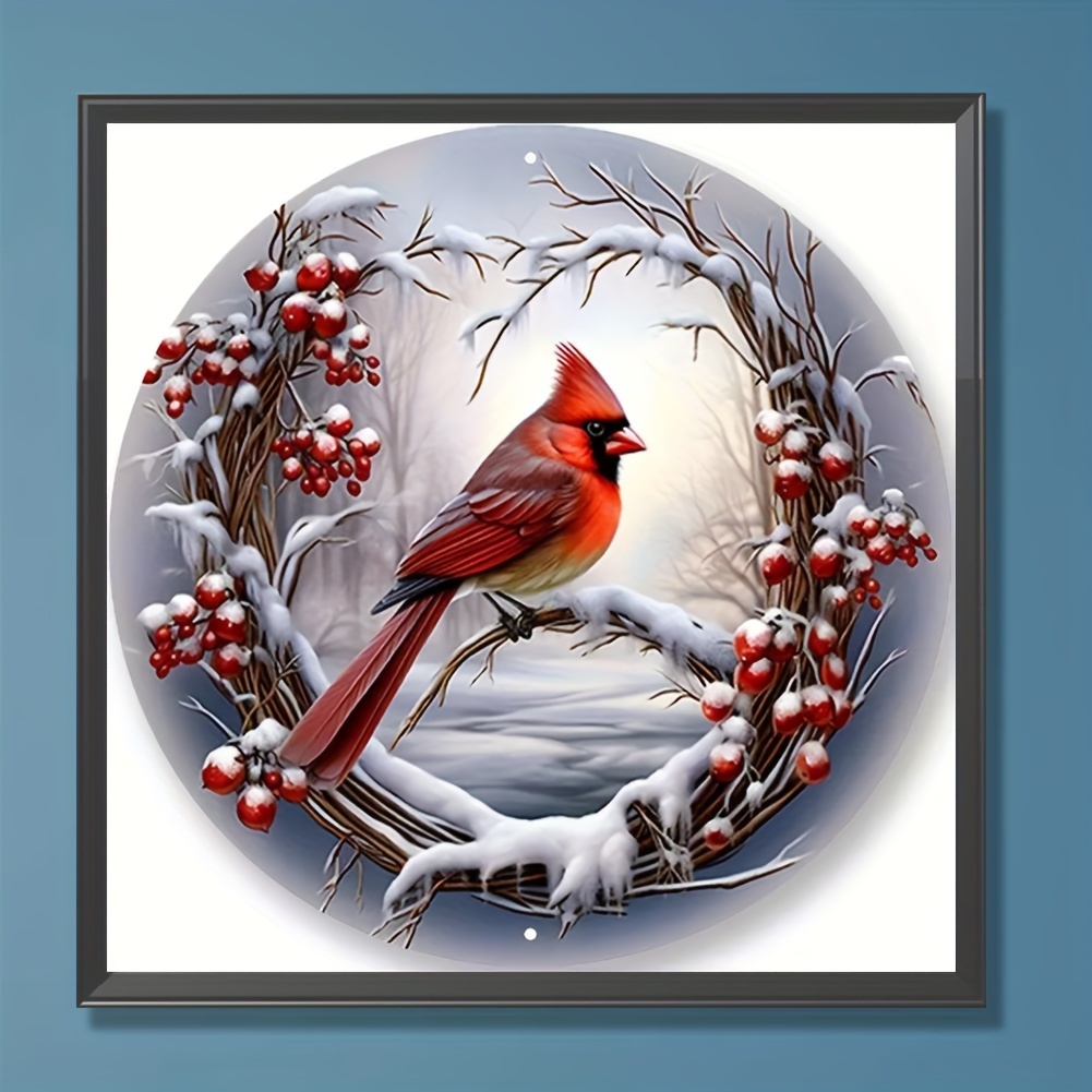 5D Diamond Painting Kit Red Cardinal Bird Cross Stitch Gems Embroidery DIY  Art