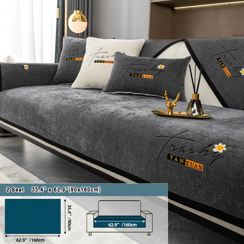 Image of 1pc Embroidery Non-slip Sofa Cover Sofa Slipcover Sofa Cover, Couch Cover Universal Furniture Protector For Bedroom Office Living Room Home Decor