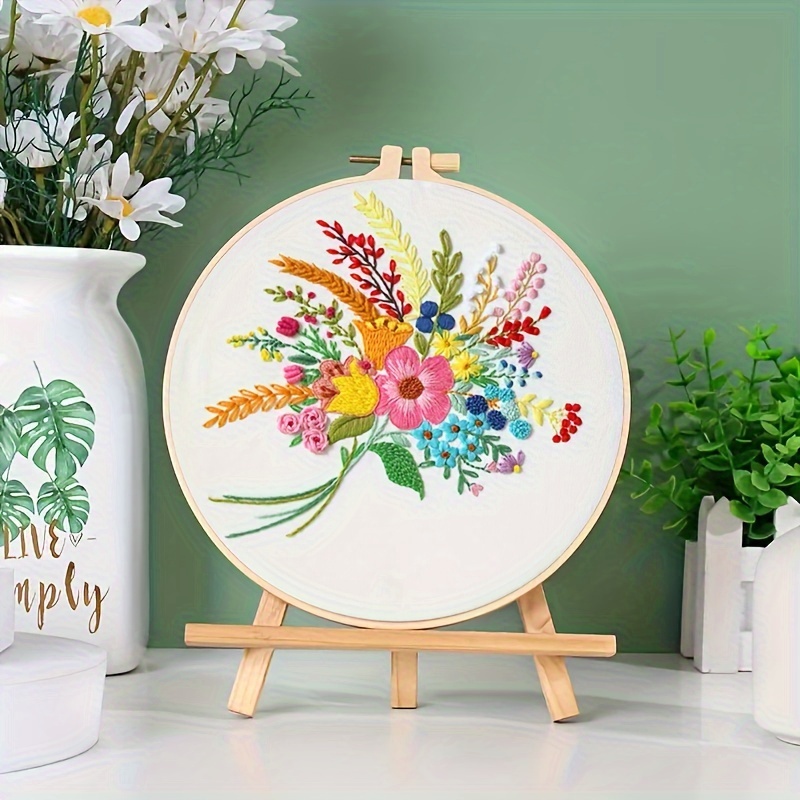 Floral Pattern Embroidery Kit Diy Starter Embroidery Set - Temu