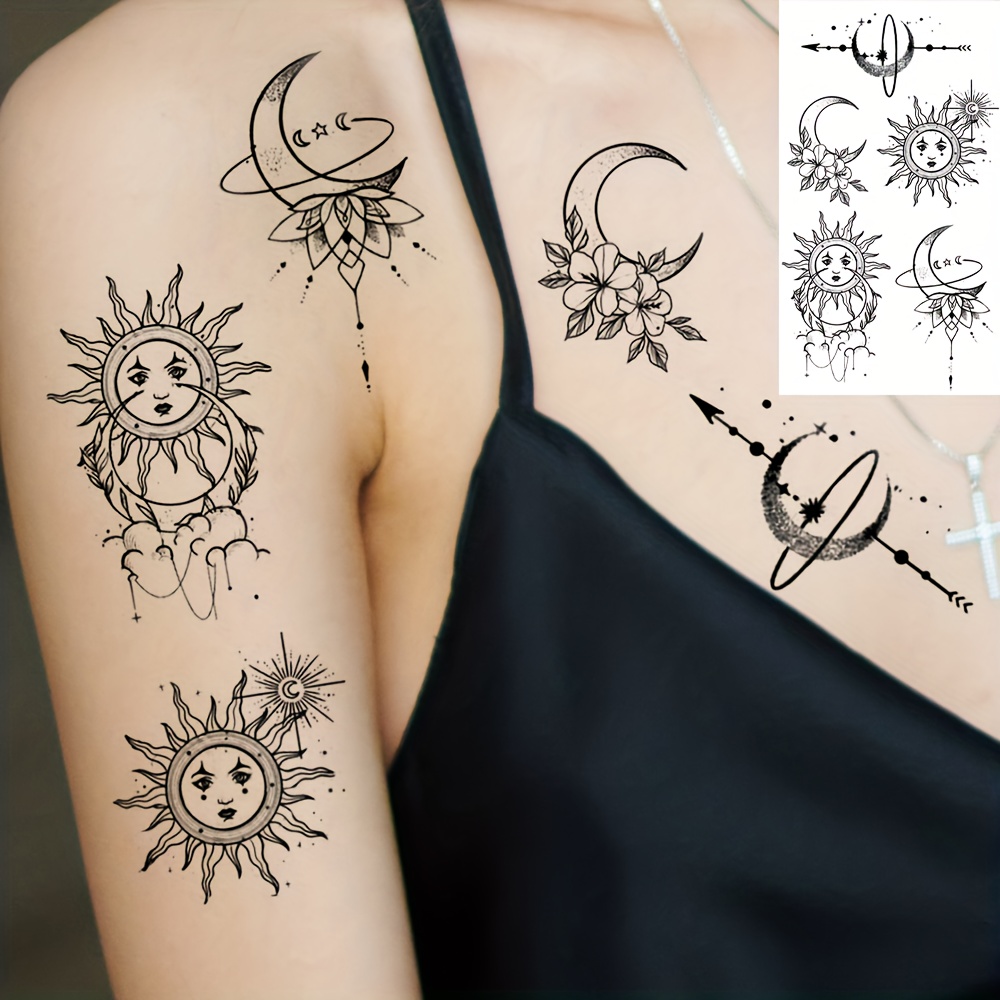 realistic sun and moon tattoos
