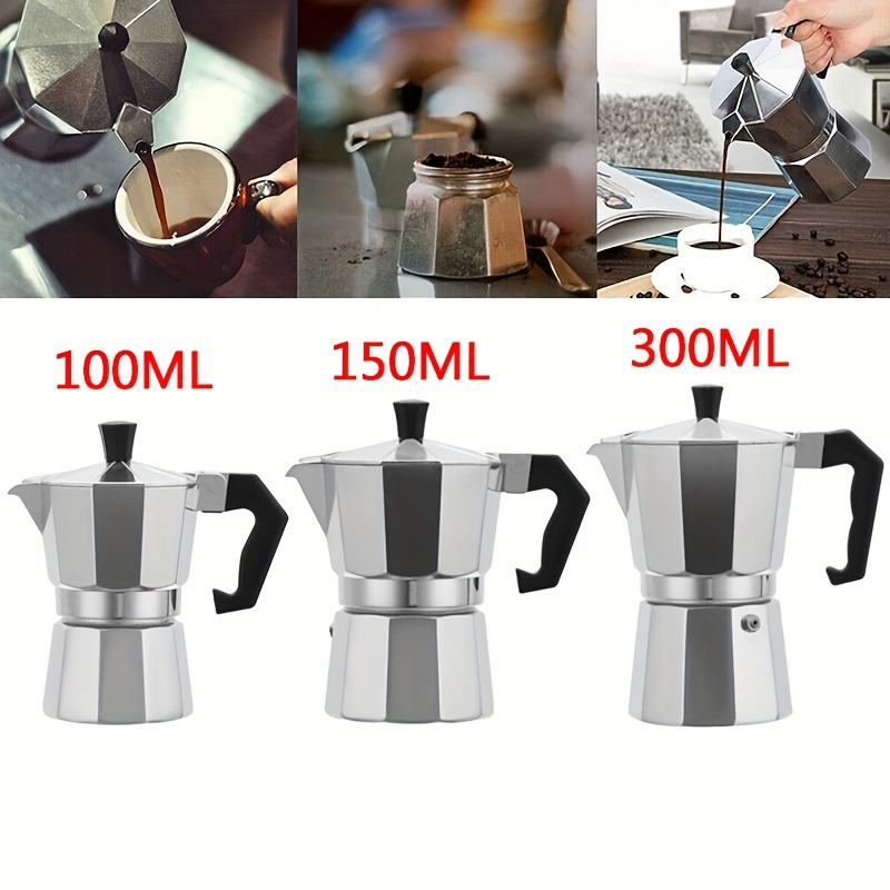 200/300ml Moka Induction Stovetop Espresso Maker Transparent-top