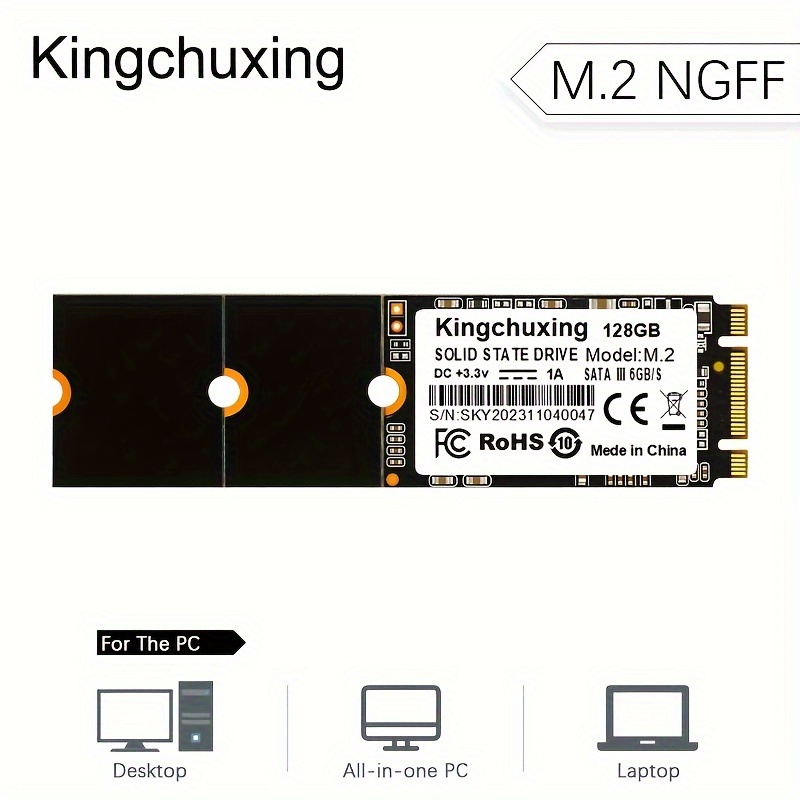 Kingfast Disque dur SSD, 128 go, 2.5 pouces, Sata 3,ordinateur