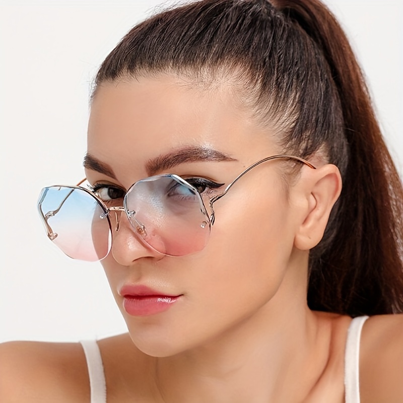 Gafas de sol sin montura con barra superior para mujer y hombre, lentes  degradados, decoración de animales de Metal, gafas informales para  exteriores para fiesta en la playa - Temu