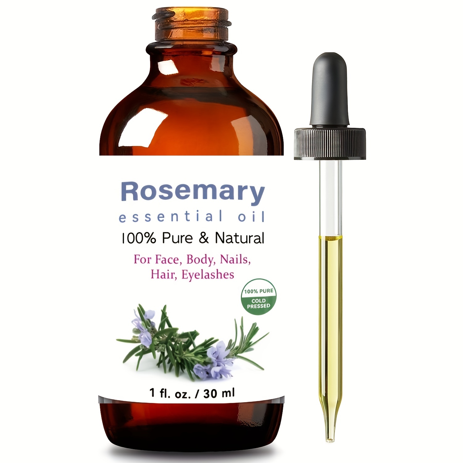 1.01oz Rosemary Essential Oil And Carrier Oil For Body Care And Hair Growth  - Moisturizing Massage Oil For Aromatherapy ！