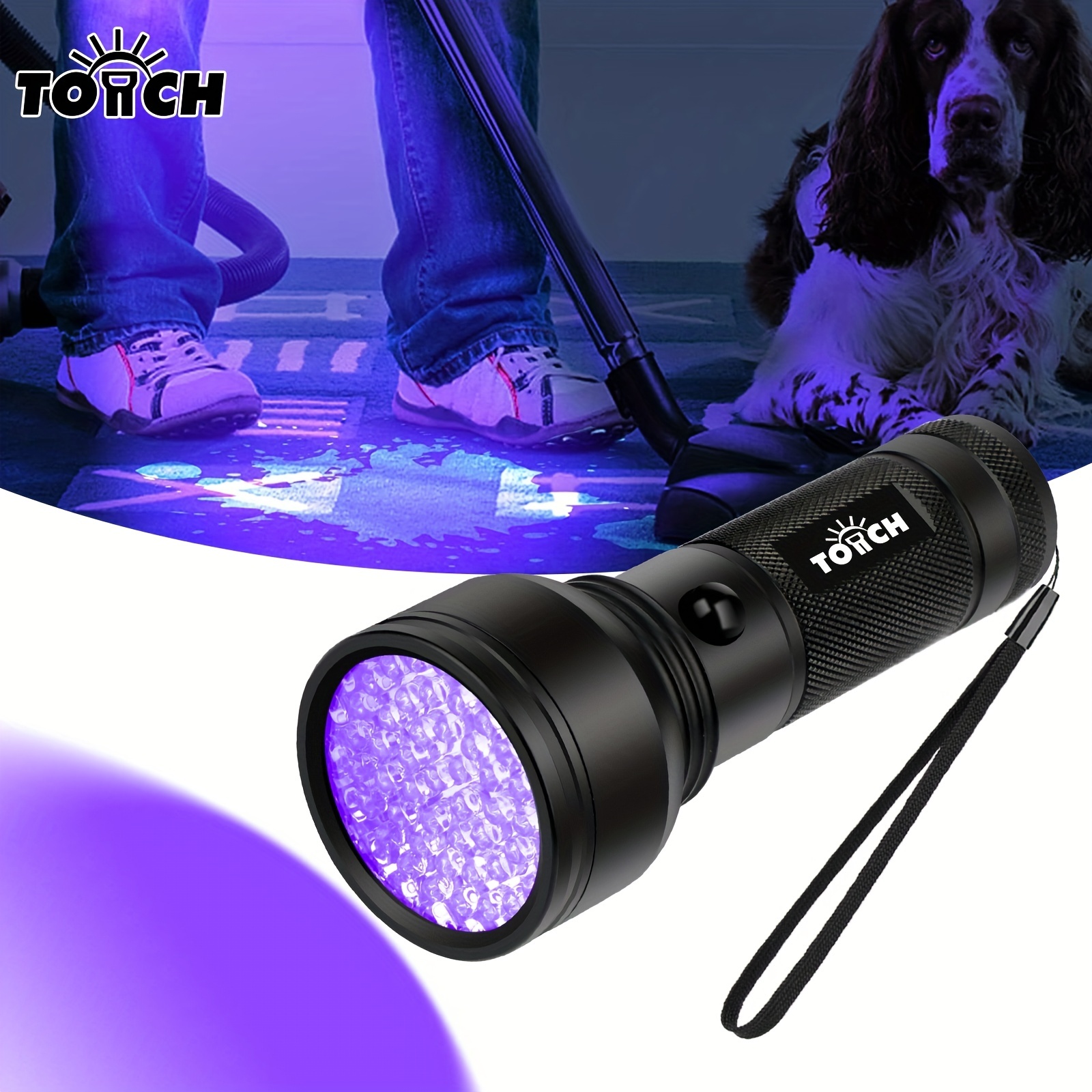  QONYFONE K2 Linterna UV de luz negra, 395nm LED, portátil  impermeable, para detección de orina de mascotas, alfombras, sofás,  manchas, escorpiones, minerales : Productos para Animales
