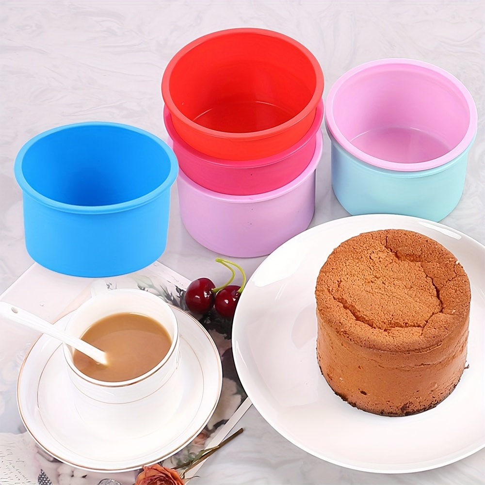 

1pc, Multi-color Silicone Round Cake Molds, Non-stick Baking Pans, Cylinder Mousse Mold Set For Pastry Baking, Food-grade Kitchen Accessories