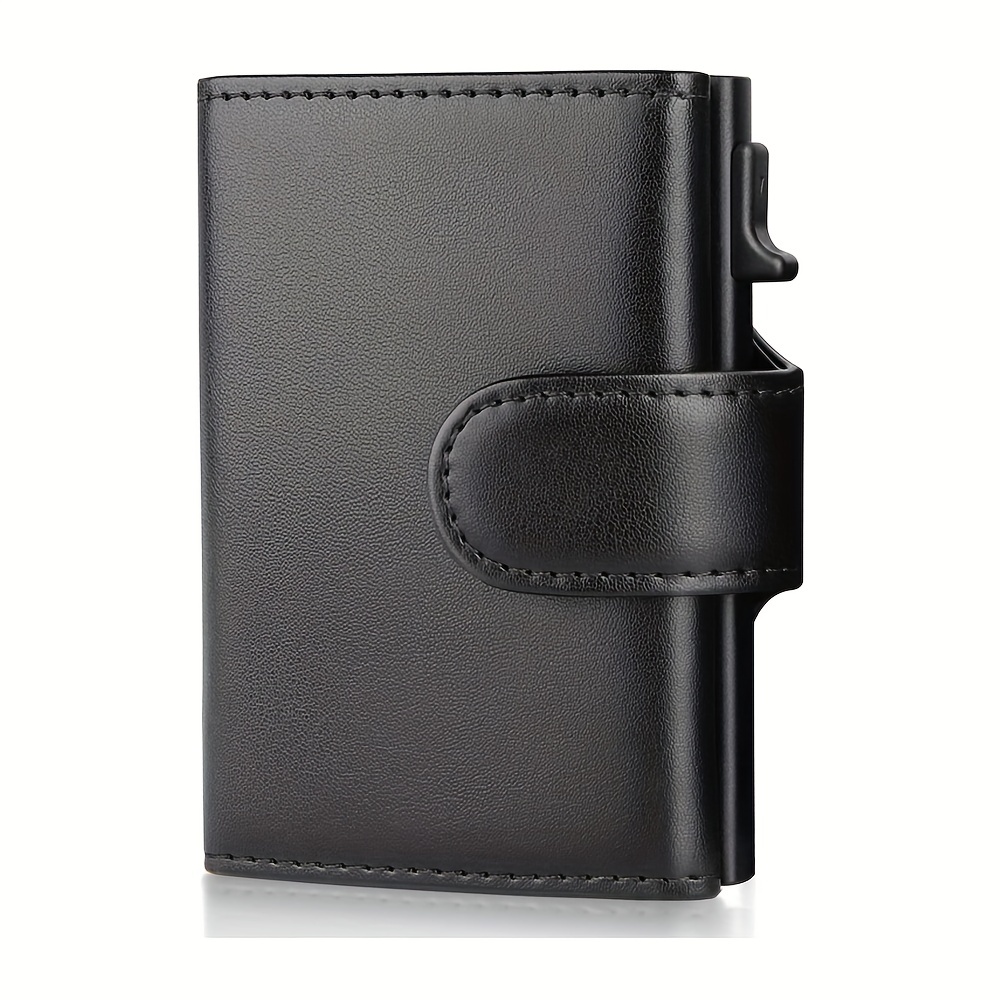 Men's Retro Leather RFID Wallet Aluminum Alloy Card Holder Slim