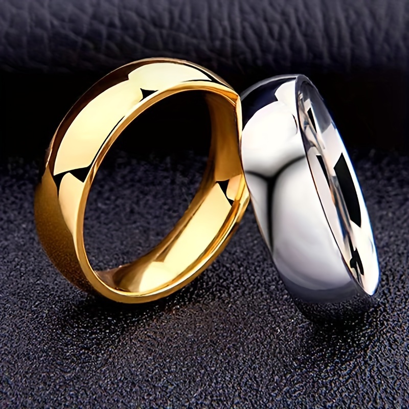 

Statement Stainless Steel Band Ring Elegant Curved Wide Face Finger Ring Jewelry Decoration