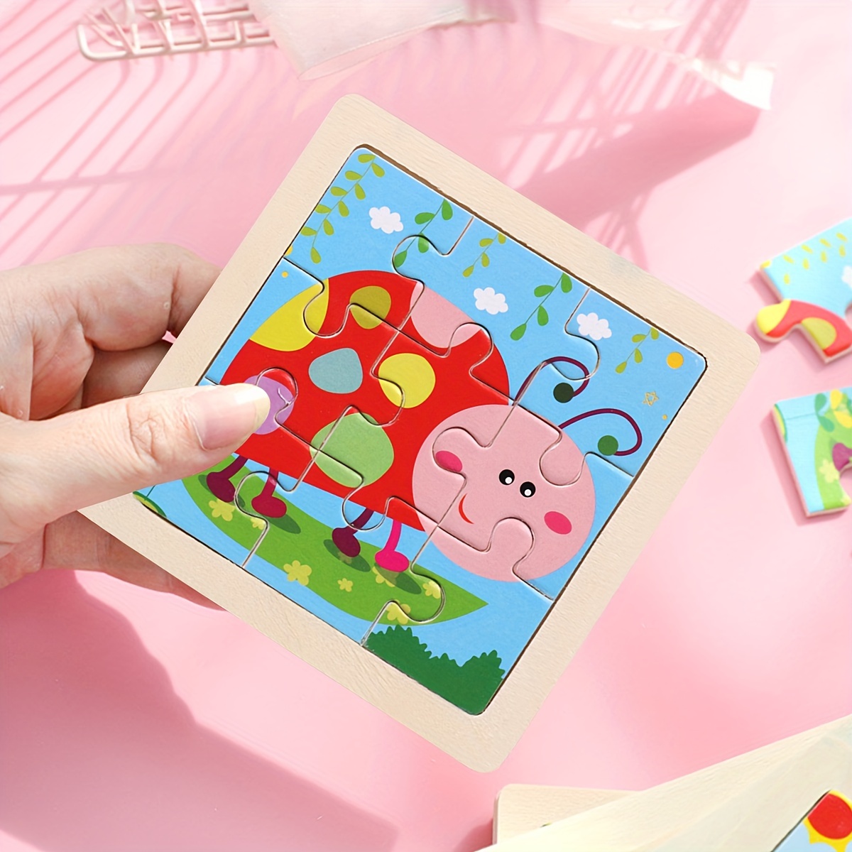 5 Paquete de madera Puzzle Niños Juguete Animal Bebé Rompecabezas 9 Pcs  Juguetes educativos tempranos