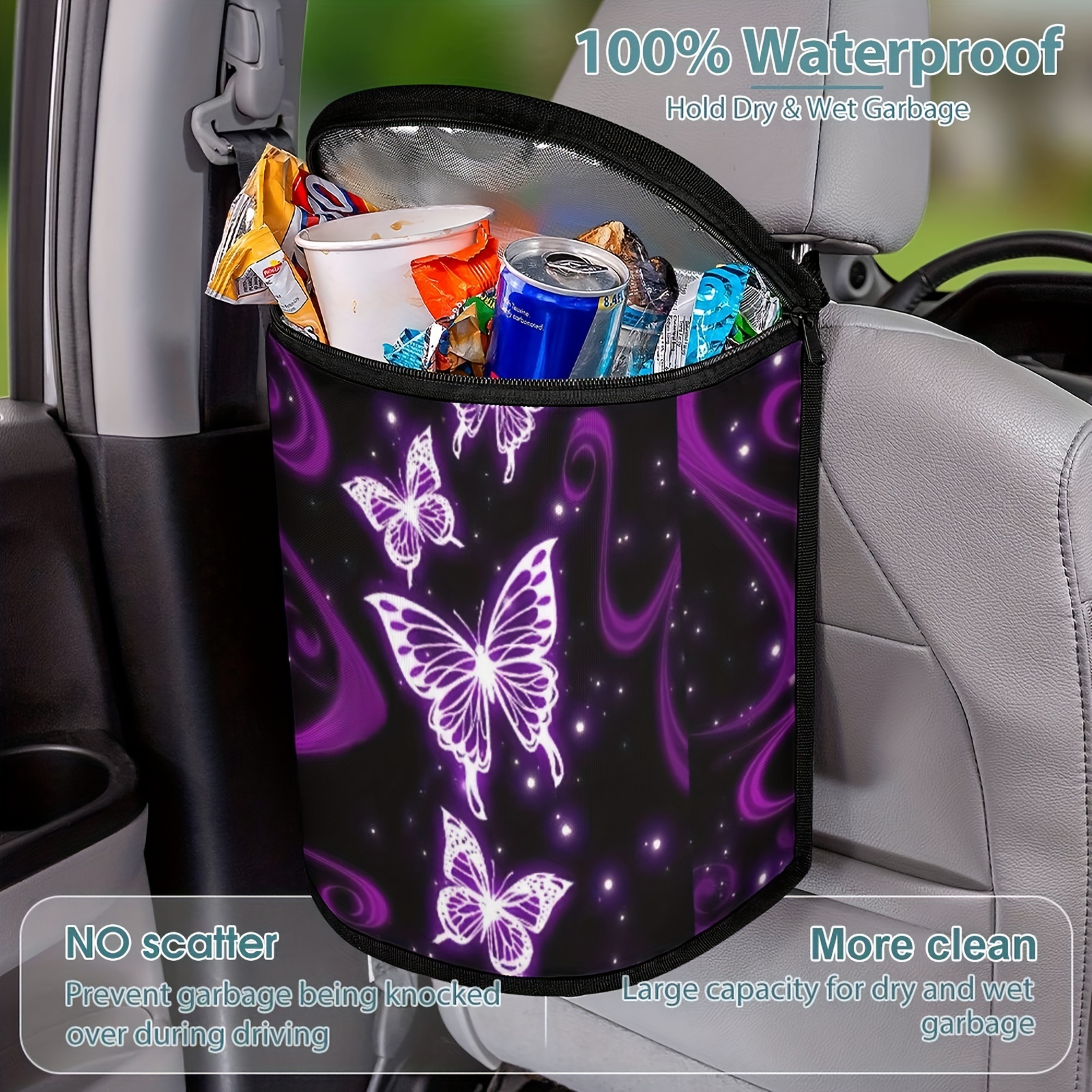 Butterfly Pattern Car Trash Can Dust Bin Trash Bin For - Temu