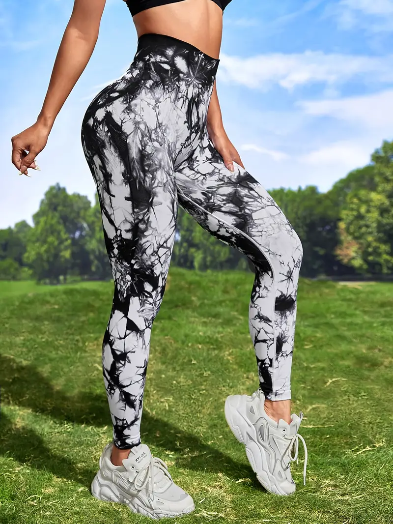 Tie Dye High Waisted Sports Yoga Leggings, Athletic Pants For Running  Workout, Women's Activewear