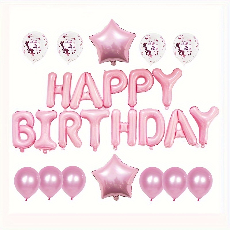 Decoración de fiesta de cumpleaños, globo feliz de cumpleaños, conjunto de  globos turquesa y plateado, cortina con flecos plegables plateados para niñ