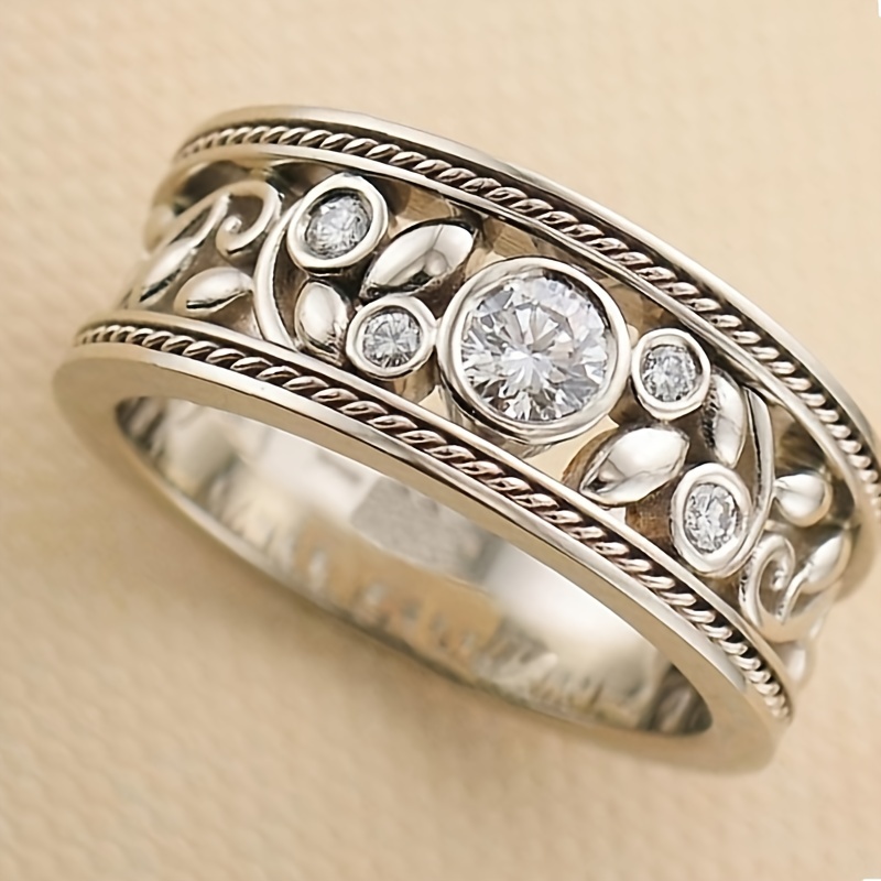 925 Silver Plated Zircon Ring, Wedding Engagement Gift