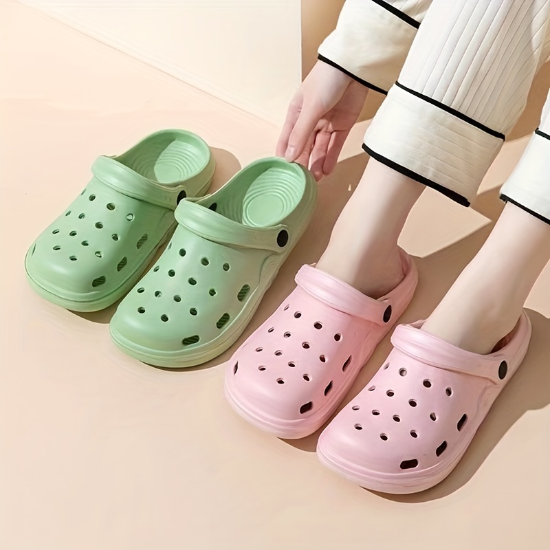 Women's Solid Garden Clogs Hollow Out Closed Toe Slide Shoes