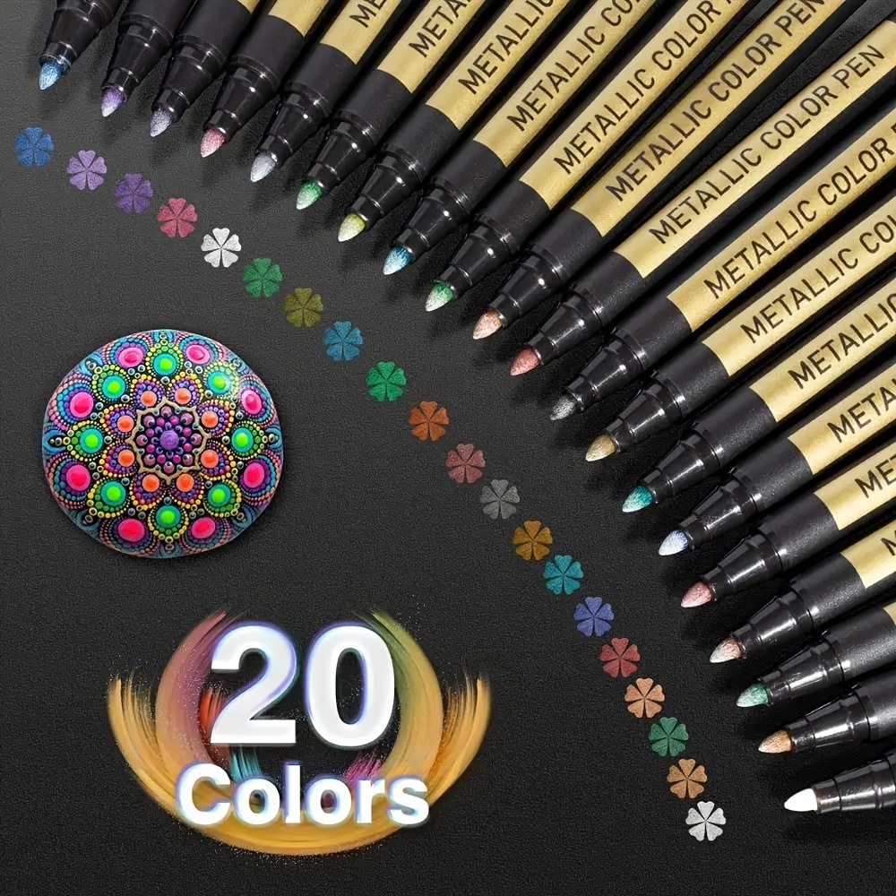 10PCS Medium Tip Metallic Marker Pens Set for Black Paper, Rock Painting,  Scrapbooking Crafts, Card Making, Ceramics, DIY Photo