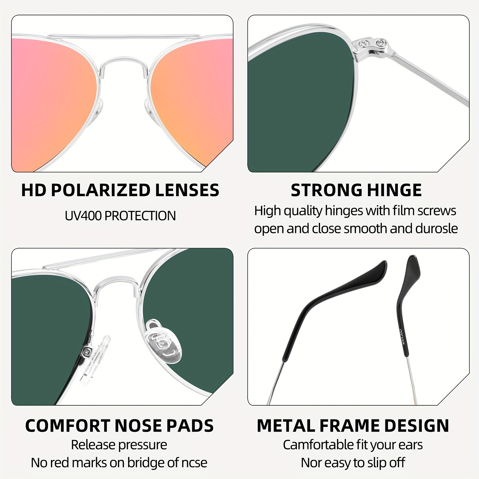 sun Glasses,pair Children's Scratch-Resistant Anti-Glare Polarized Sunglasses, with Ultra-Light Metal Frame and Soft Non-Slip Nose Pads, Suitable
