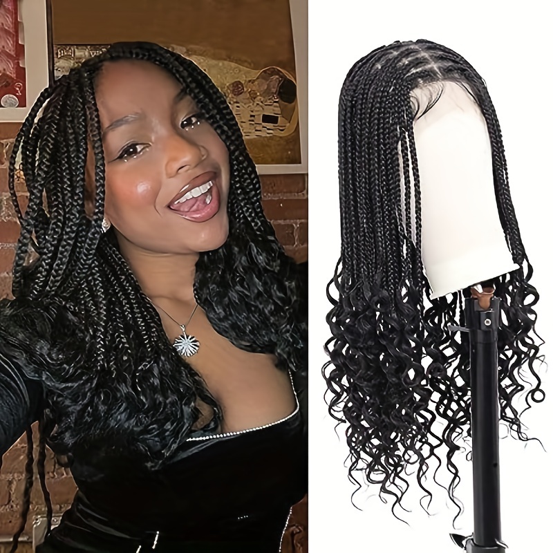 Long Black Faux Locs Lace Front Wig Dread Locks Faux Locs Extensions  Glueless Braided Wigs for Black Women Knotless Box Braids 