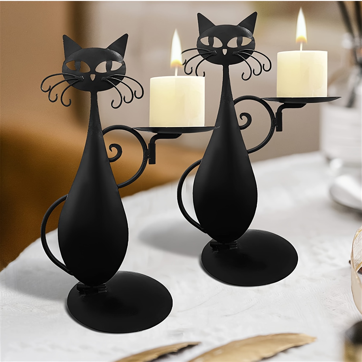 Black Metal Candelabra with 5 Arms Candlestick Gothic Candle Holders for  Home Decor Wedding Christmas Church Party : : Home