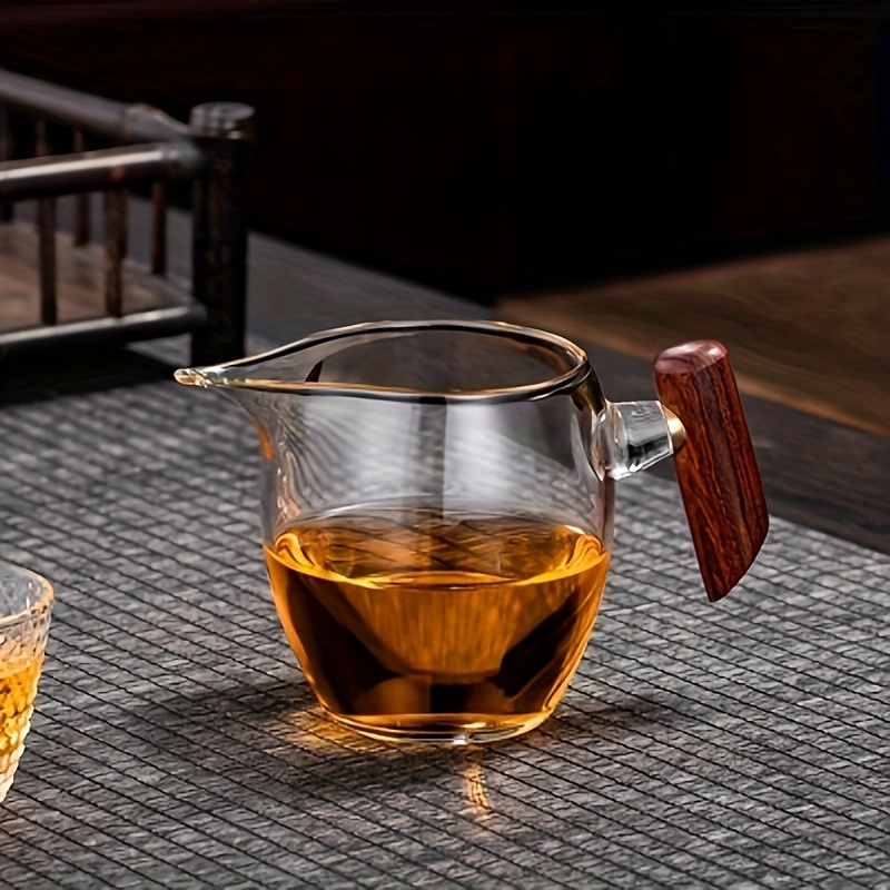 Glass Tea Set With Cognac Handle