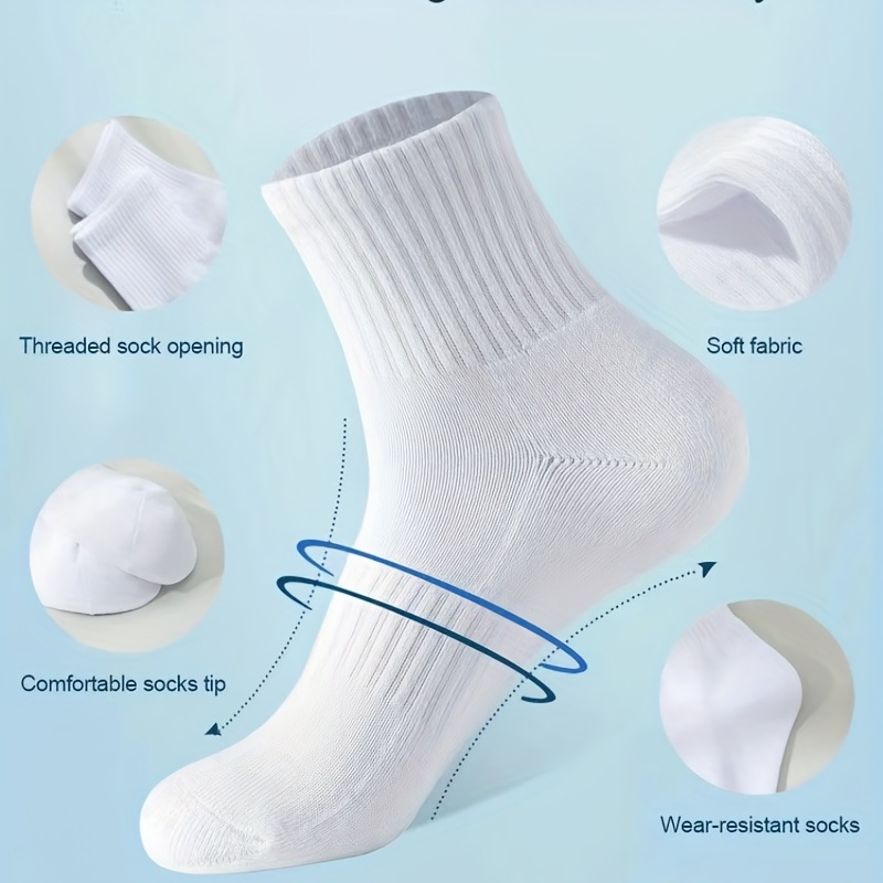 Unisex Comfortable Socks, High-quality Soft Breathable White Socks