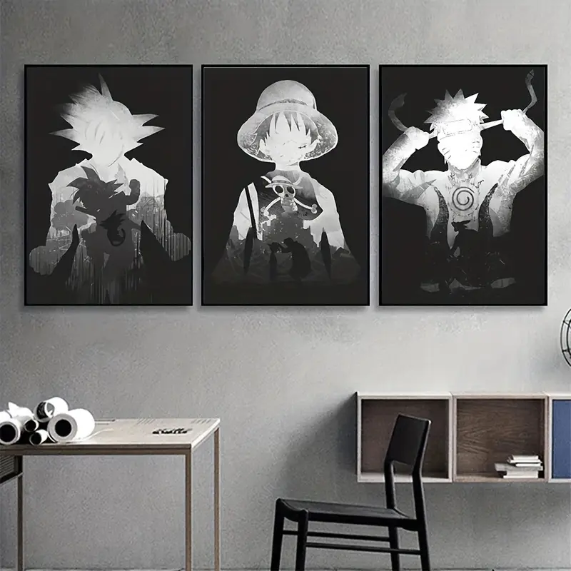 3 Pièces/ensemble Anime Manga Abstrait Mur Art Toile Peinture, Affiches Et  Impressions, Pour Salon Chambre Décor À La Maison Sans Cadre 15.7*23.6 Pouc