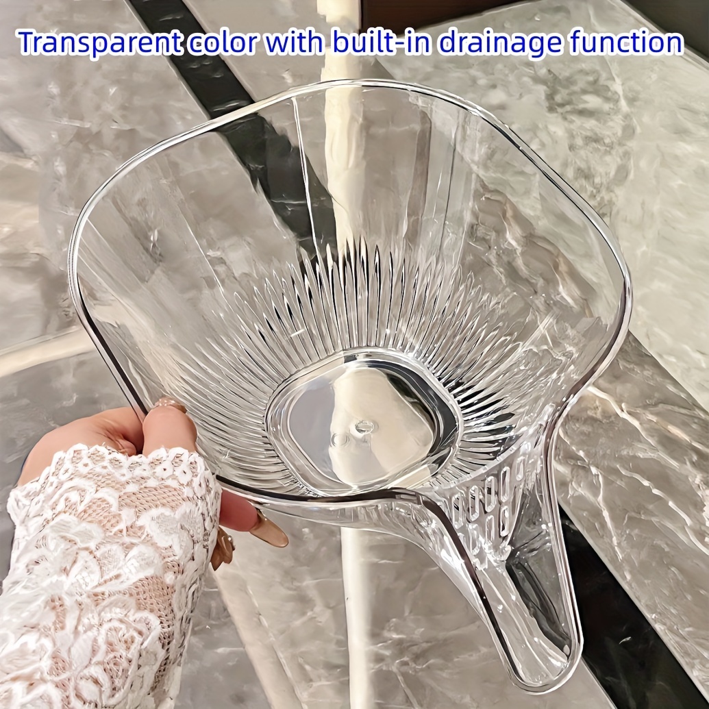 1pc Drainer Basket, Multifunctional Transparent Drainage Basket, Creative  Dry Wet Separation Plastic Vegetable Washing Basket, Fruit Basket, Mixing Ba