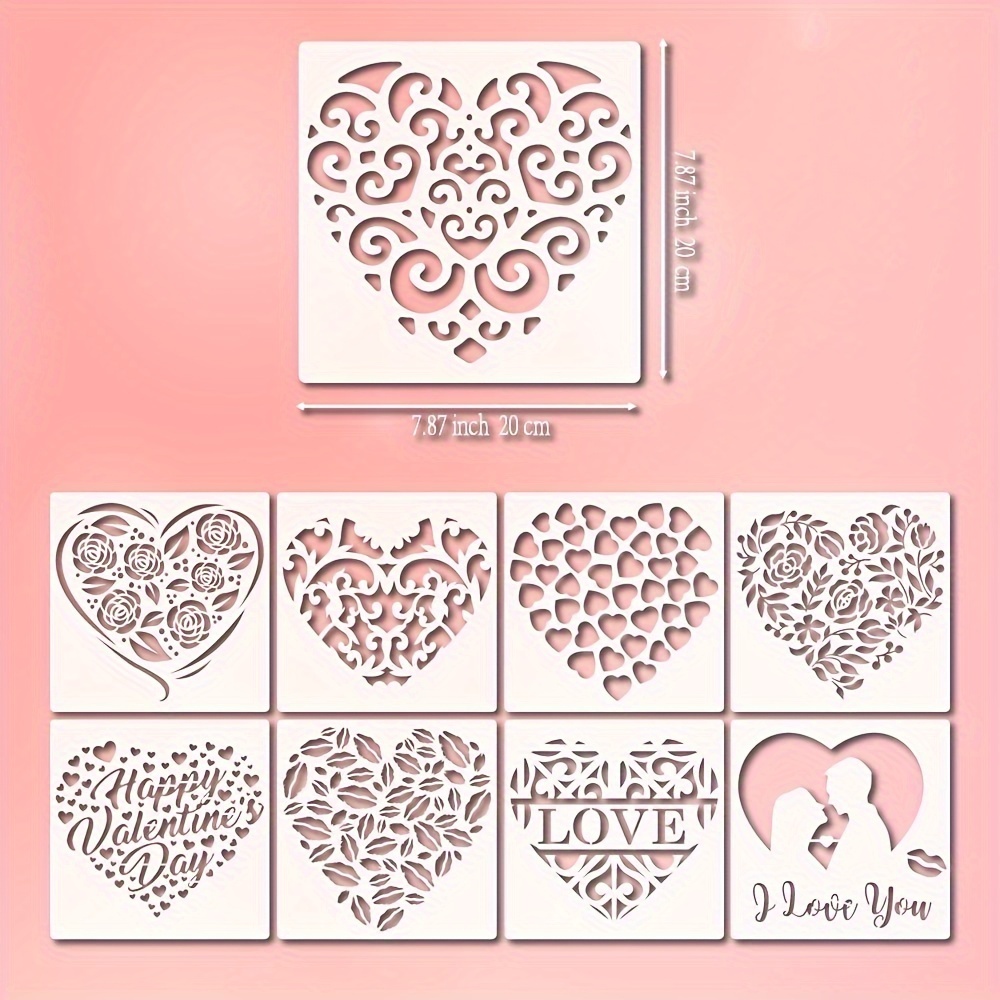 Whaline 30Pcs Small Valentine's Day Stencils Reusable Plastic Valentine  Painting Templates Love Heart Rose Be Mine Drawing Templates for Valentines