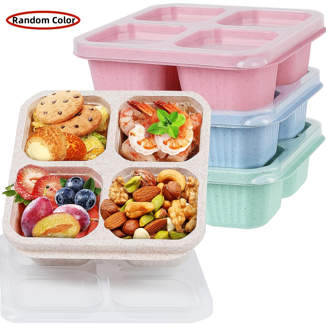 4 compartment Plastic Food Container (random Color) Food - Temu
