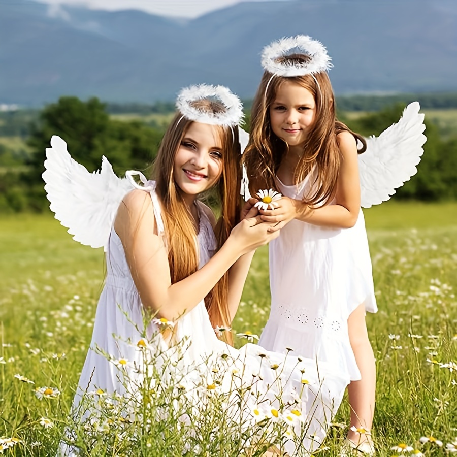 Alas de ángel y halo, disfraz de ángel para Halloween o Nochebuena para  niños y adultos
