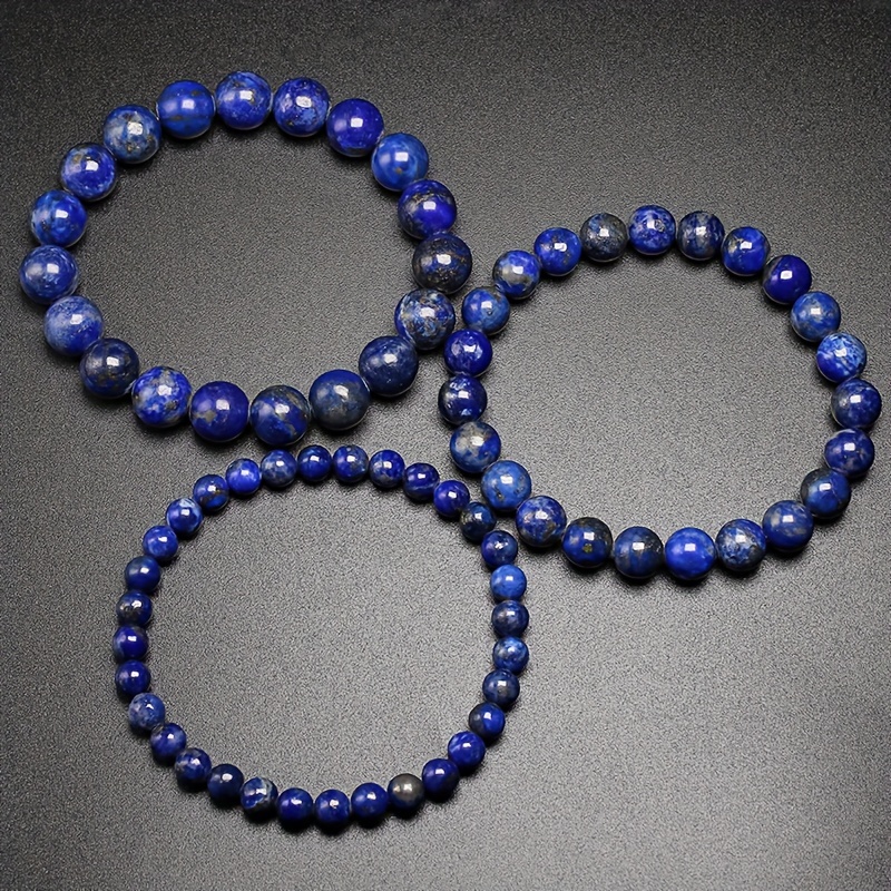 

1pc Lapis Lazuli Blue Stone Beads Bracelets For Women Men, Stretch Bracelet Couple Yoga Jewelry Husband Gift