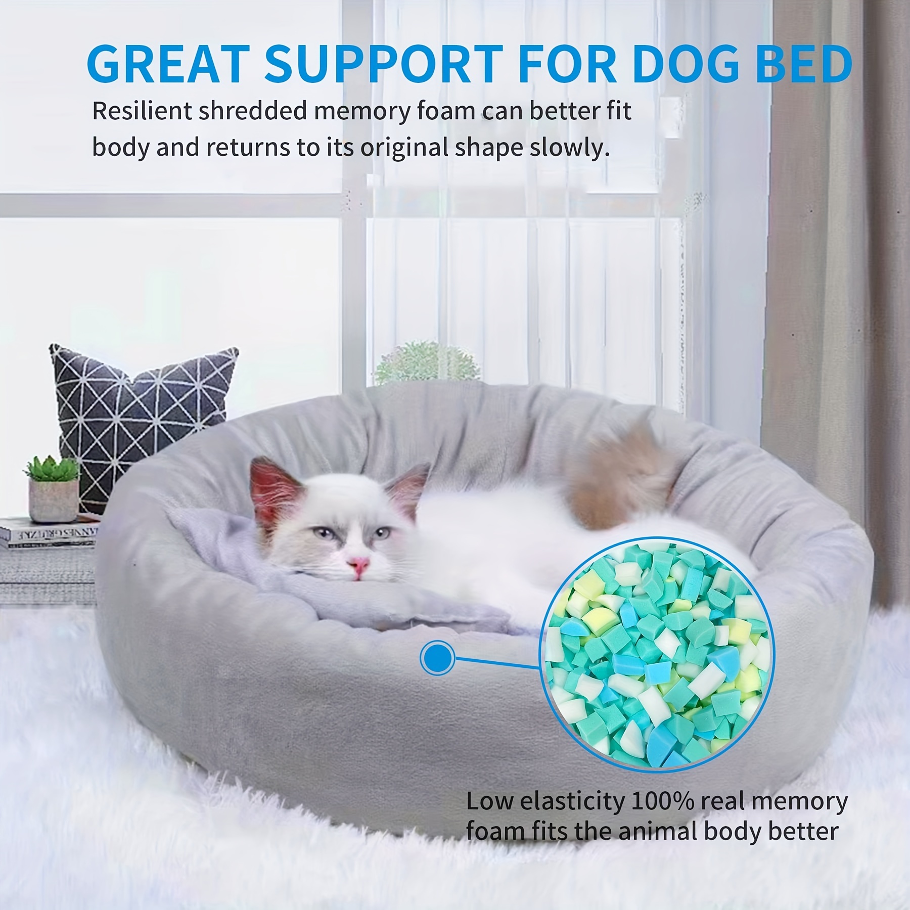 Shredded Memory Foam Fill for Cushions, Crafts, Bean Bags, Pillows, or Dog  Beds, Made in the USA Lounj Bedding 