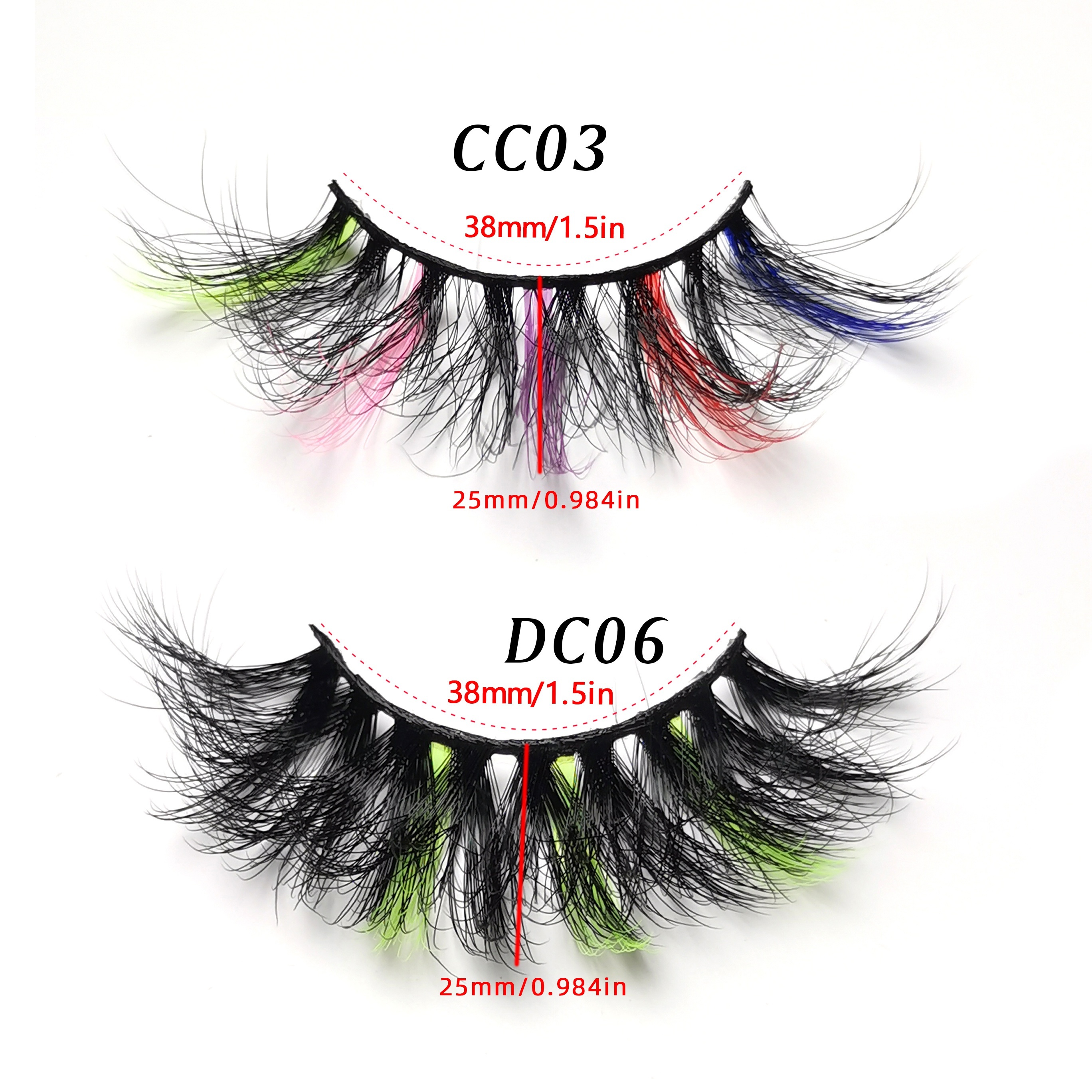 3D Rainbow False Eyelashes 20mm 25mm Fluffy Stage Makeup Lashes