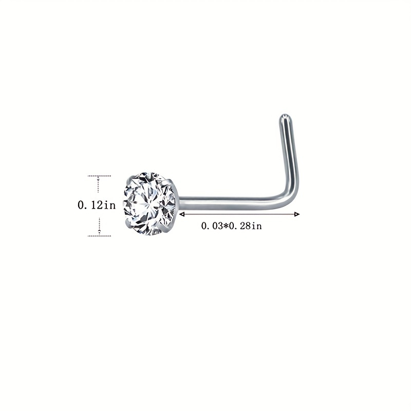 4 Pcs L Shape Nose Ring Set with Zircon