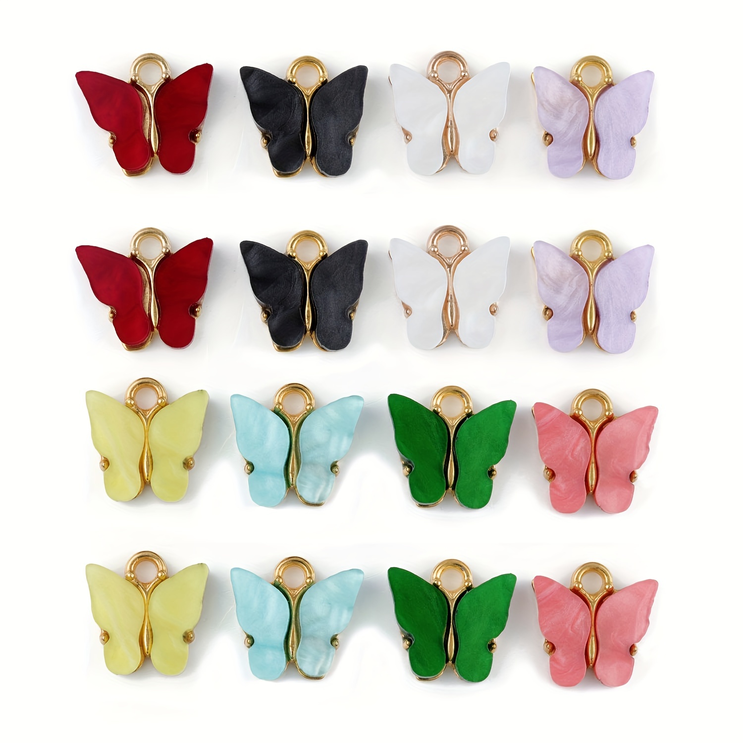 10pcs Colorful Cute Butterfly Design Alloy Acrylic Pendants for DIY Crafts Jewelry, Jewels Accessory Making Supplies,Temu