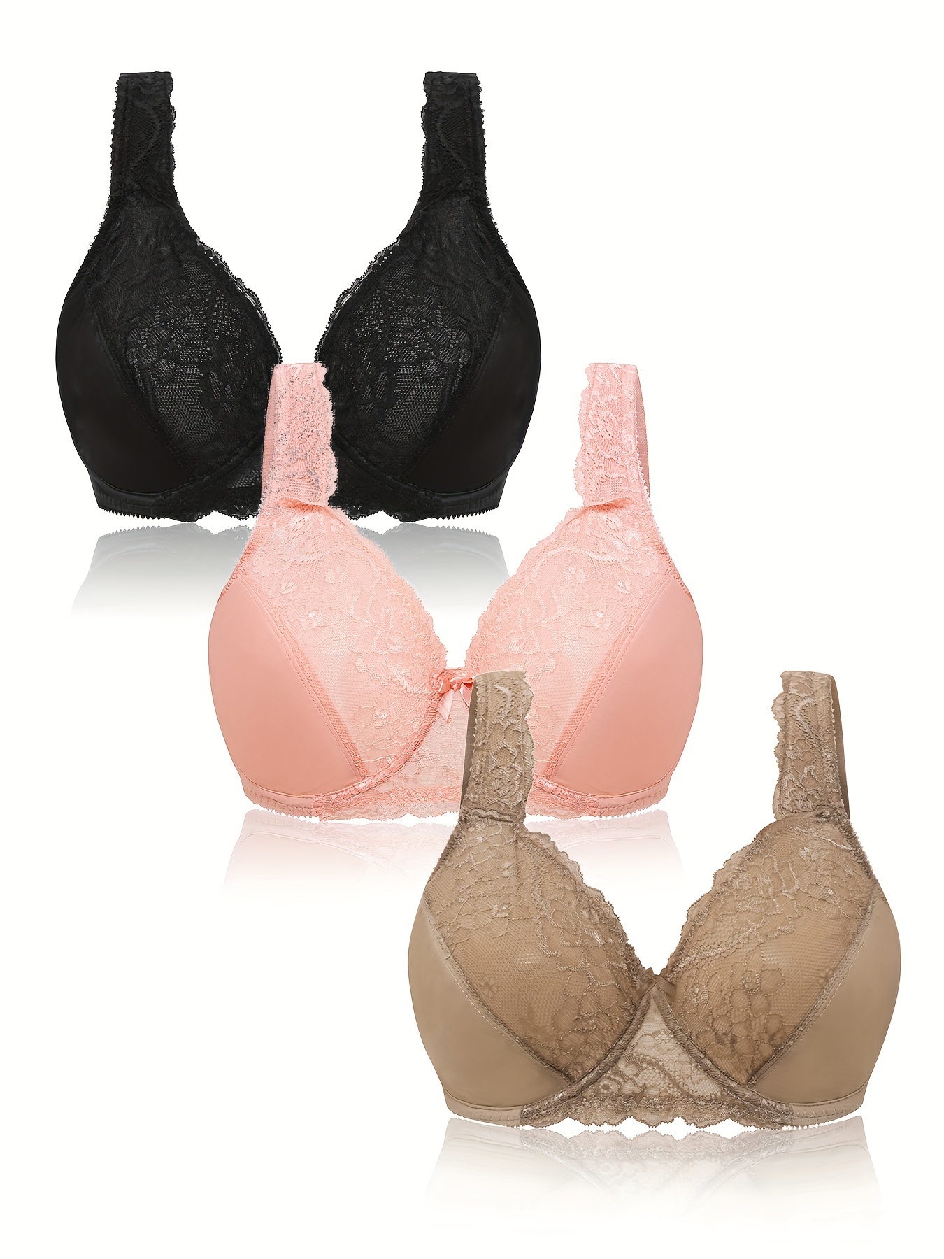Plus Size Sexy Bras Set Women's Plus Floral Lace Full Cover - Temu Canada