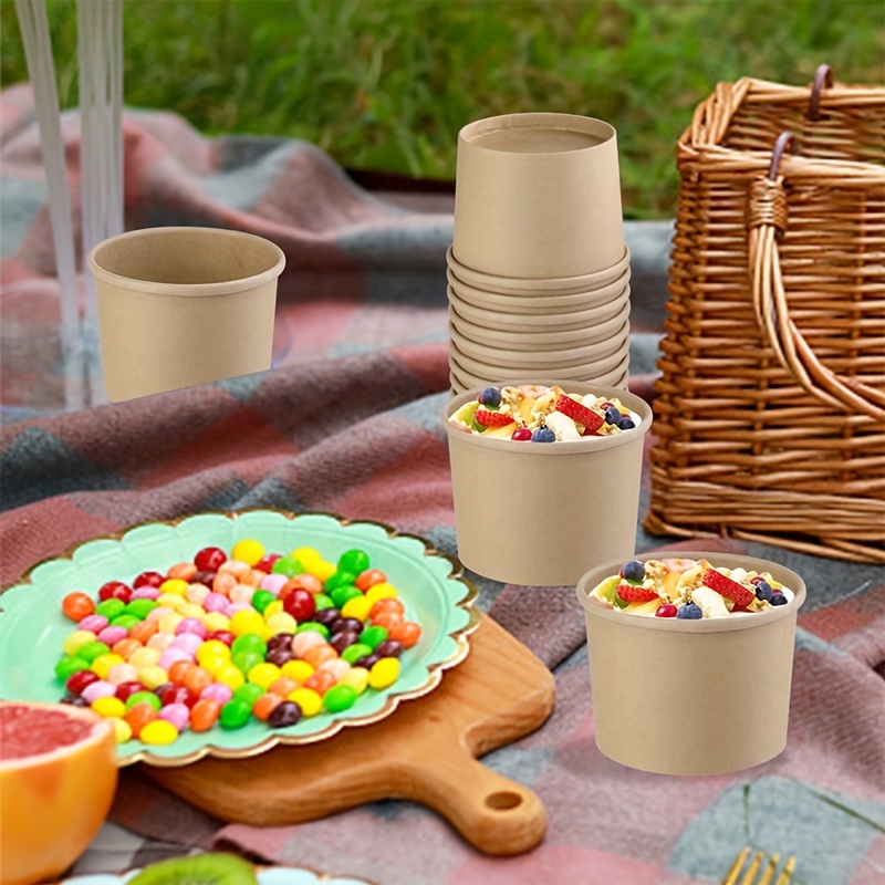 Paper Soup Containers With Lids Disposable Kraft Paper Food - Temu