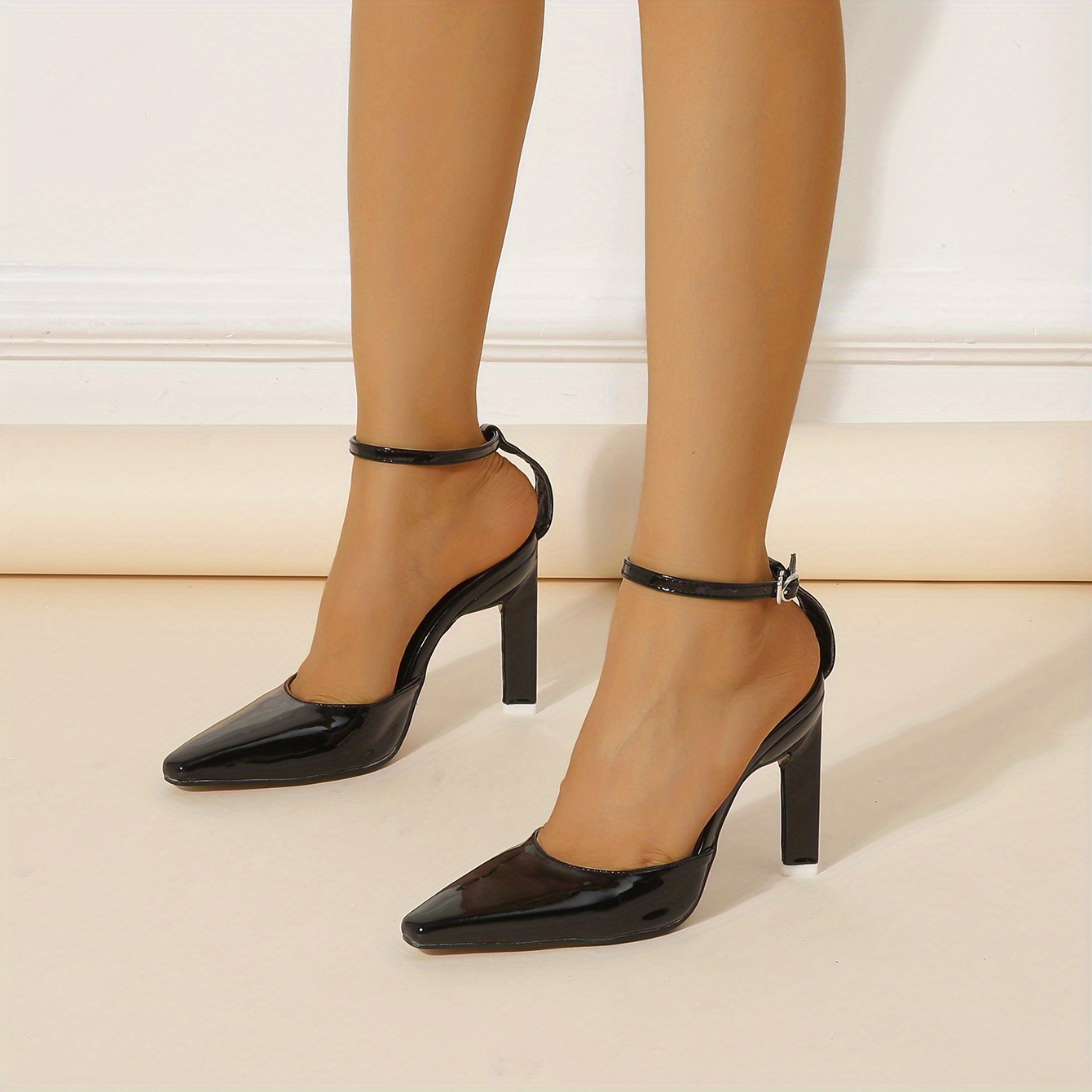 Women's Pointed Toe High Heels Pumps With Ankle Strap - Wedding & Dress Shoes