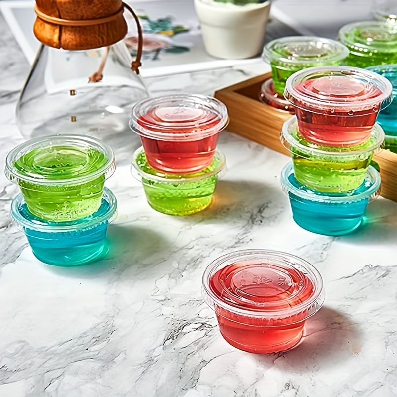 100 Sets] 4 oz Small Plastic Containers with Lids, Jello Shot Cups with Lids,  Disposable Portion Cups, Condiment Containers with Lids, Souffle Cups for  Sauce and Dressing 100 4 oz. 