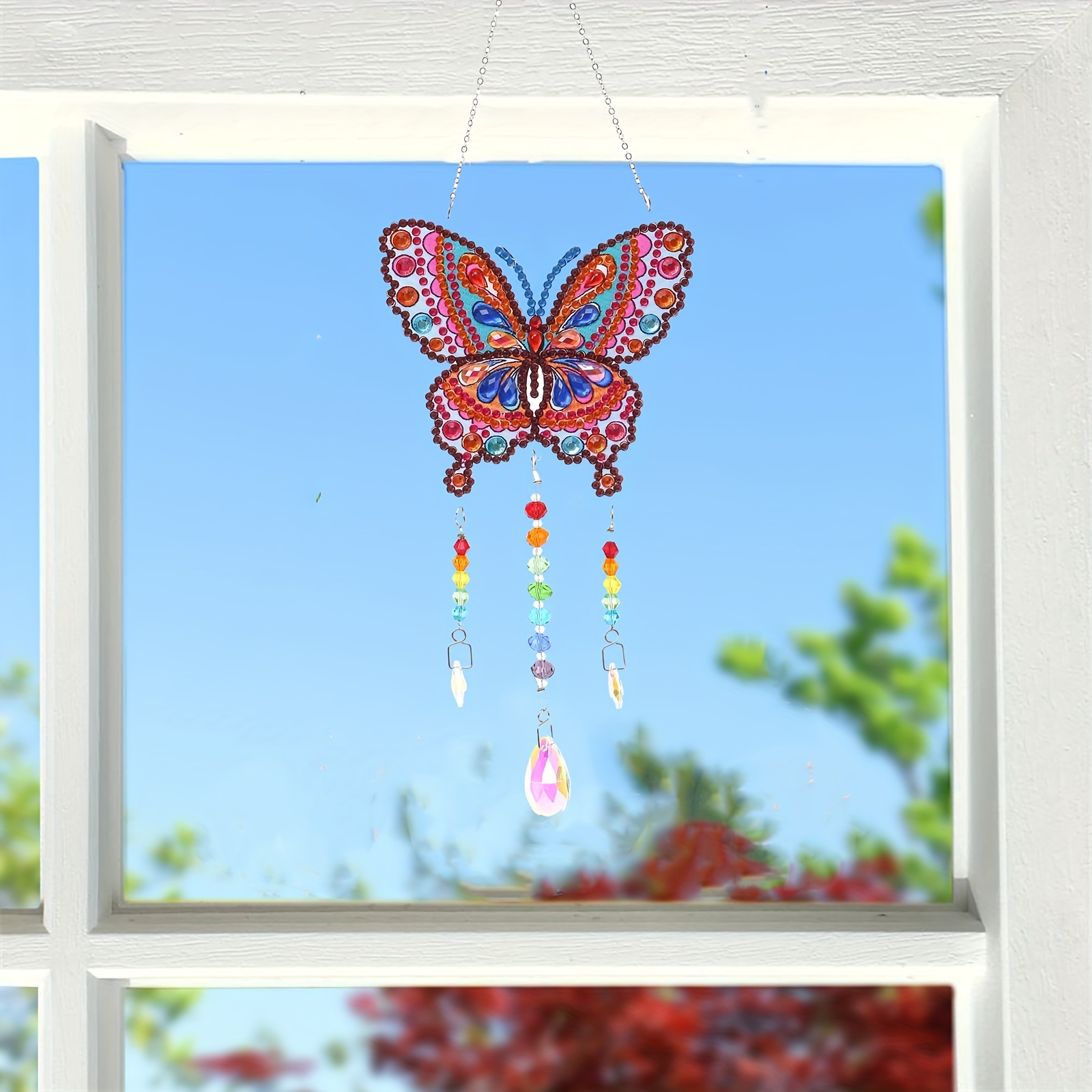 Artificial Diamond Painted Butterfly Double sided Wind Chime - Temu