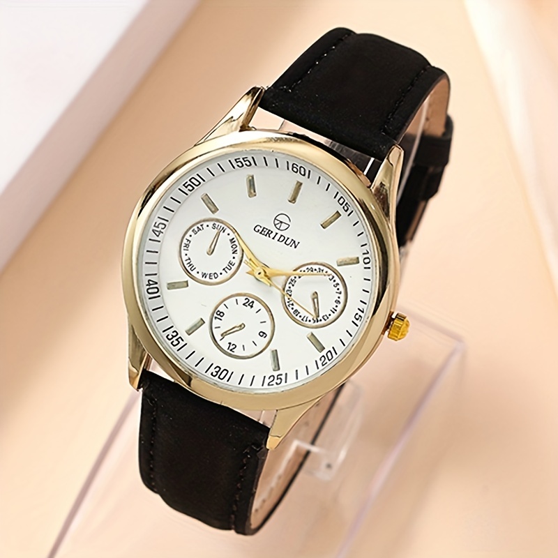 Tonneau Minimalist Quartz Watch Women's Vintage Dress Watches Thin Synthetic Leather Strap Wrist Watch,Ladies Watch,Temu