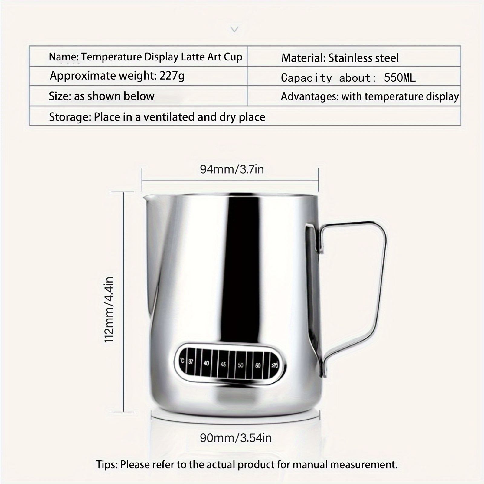 Stainless Steel Coffee Jacquard Cup With Scale Pointed Nose - Temu