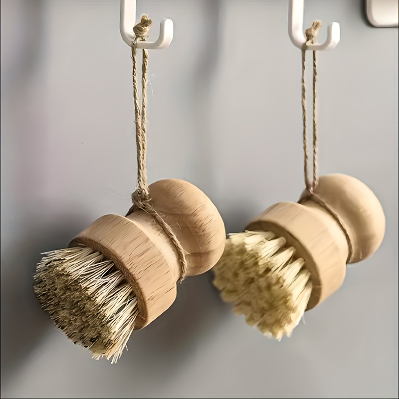 Sisal Palm Kitchen Brush Wooden Dish Brushpot Scrubber Zero 