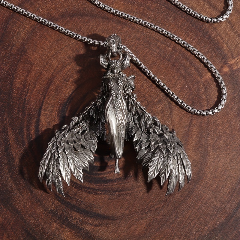 Retro Gothic Winged Devil Angel Pendant Necklace