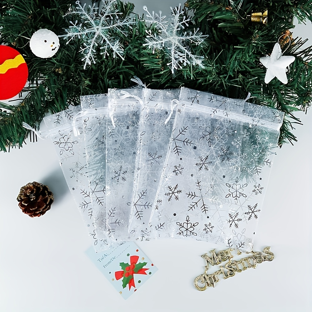 Paquete de 100 mini bolsas transparentes de organza transparentes con  cordón de 5 x 7 pulgadas, bolsas de joyería para bodas, decoraciones de  fiestas