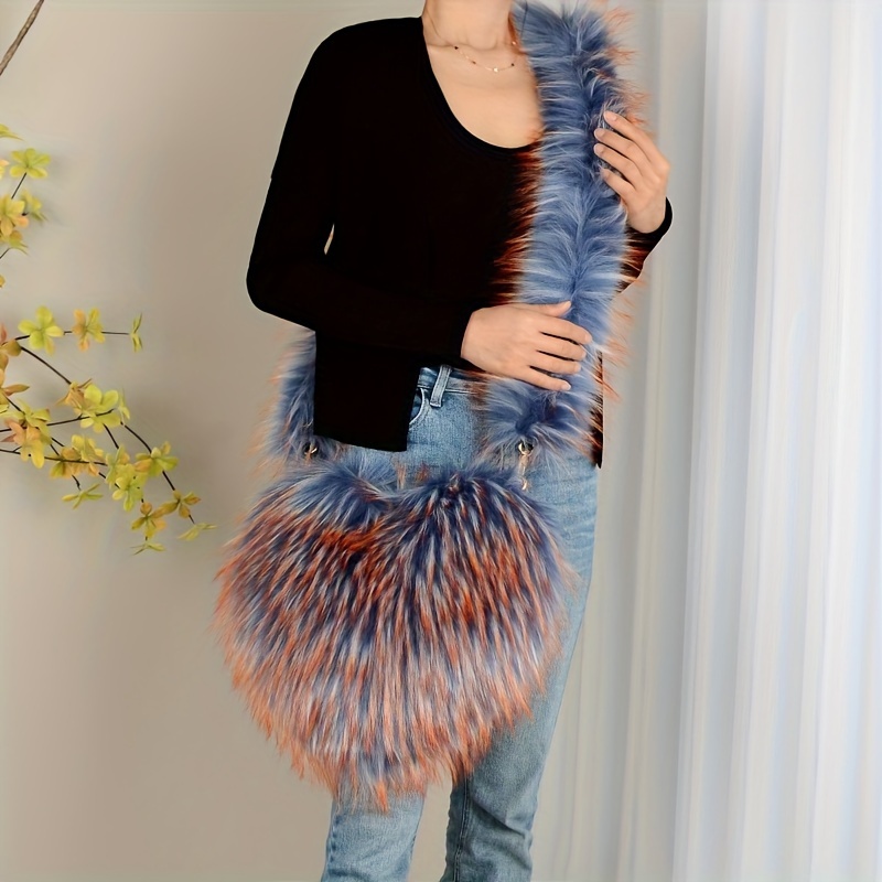 Fluffy Faux Fur Crossbody Bag, Cute Plush Square Purse, Fashion Chain Shoulder  Bag For Women - Temu Austria