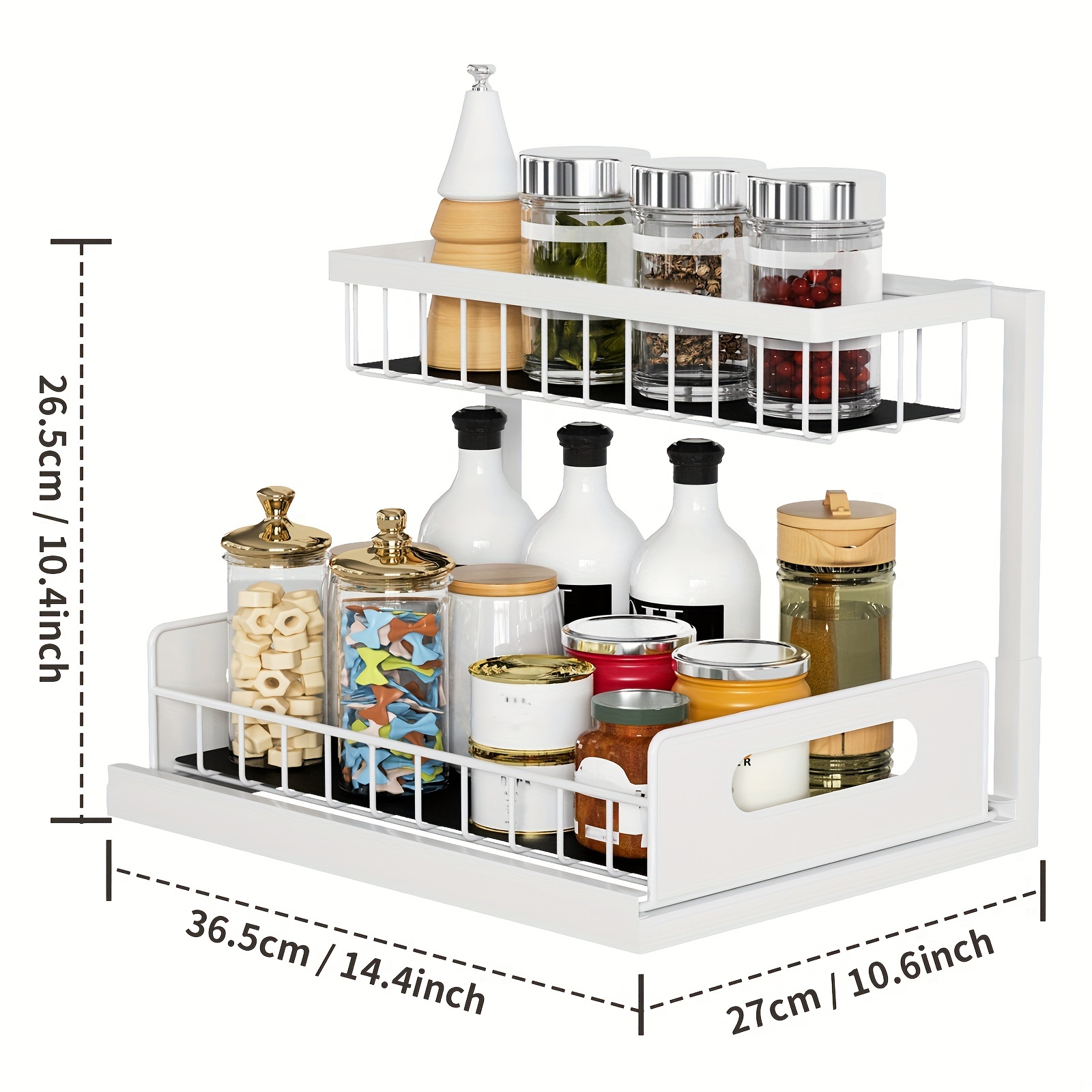 Latitude Run® 17.95 2-Tier Under-Sink Kitchen Cabinet Organizer with  Sliding Storage Drawer