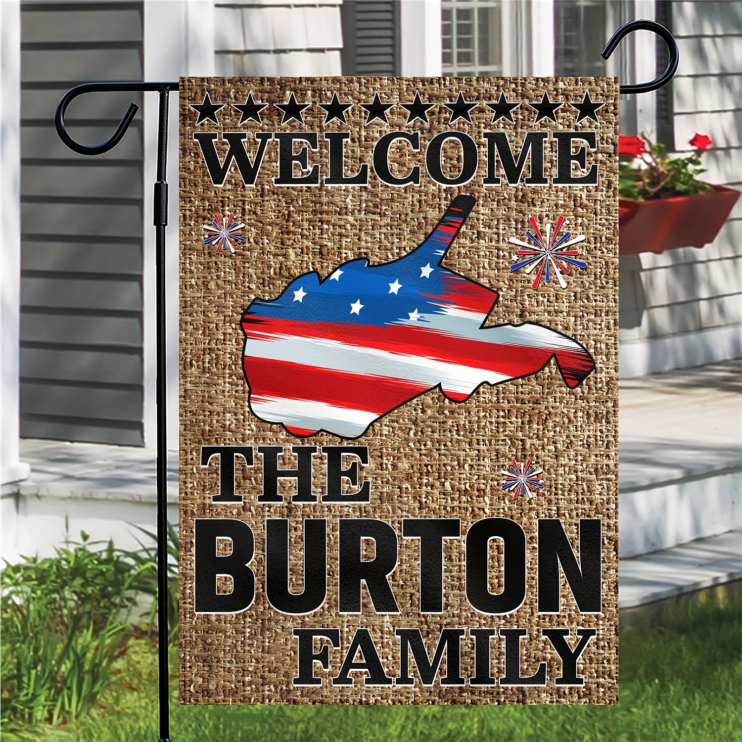 1pc state of west virginia flag personalized memorial day garden flag happy 4th of july flags garden custom patriotic yard flags with family name decor banner for outside no flag pole 12x18 inch details 1