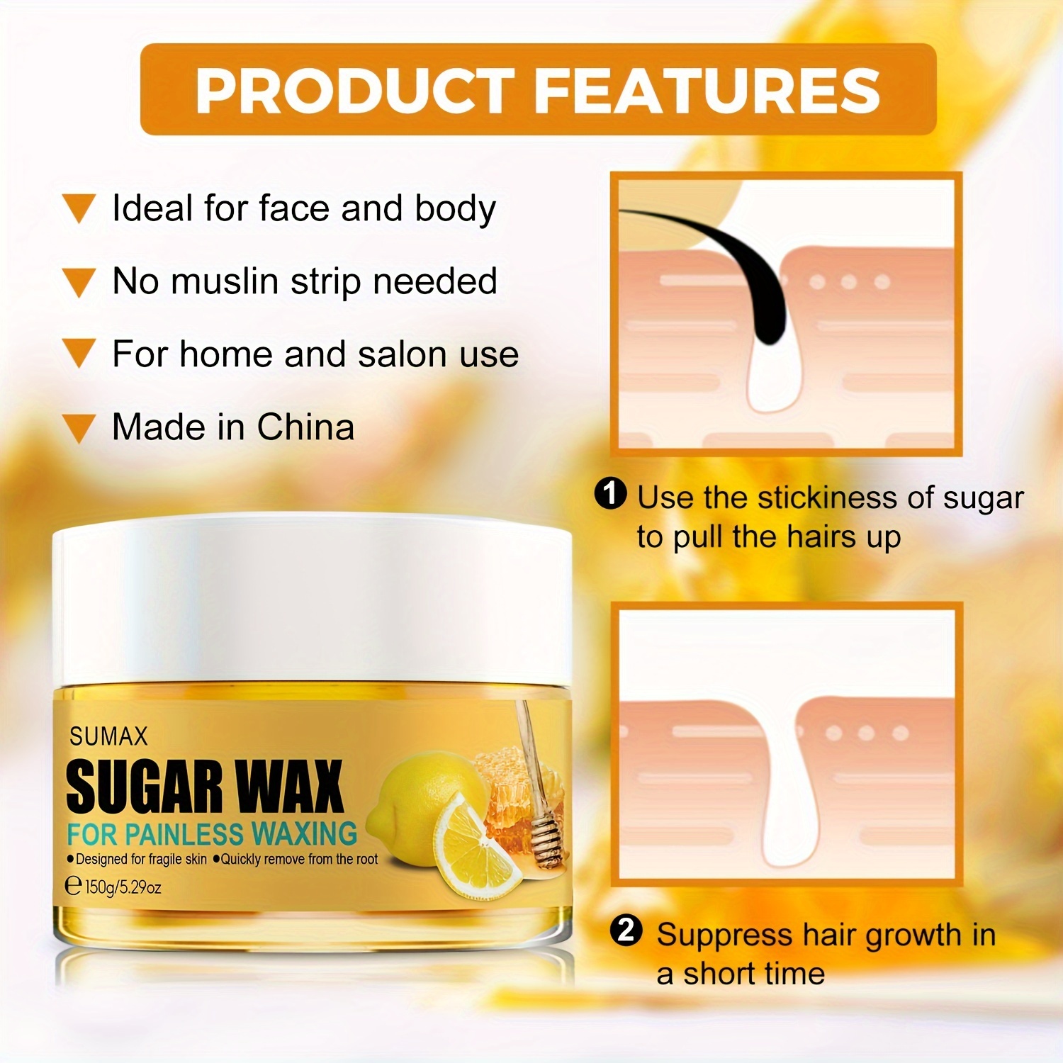 Natural Sugar Wax Cream Body Hair Removal Cream Sugar Temu