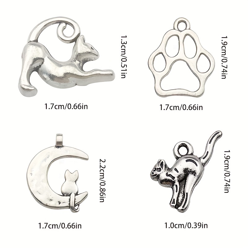 20pcs Zinc Alloy Charms Antique Silver Color Cat Charms Pendants For DIY  Necklace Bracelets Jewelry Making Accessories