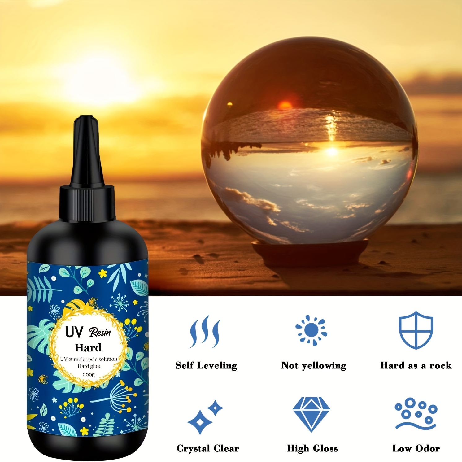 1pc 100g/200g/300g/400g Uv Resin Set, Hard Transparent Crystal Epoxy Resin,  Pre-mixed Resin For Jewelry Making, Quick Curing With Uv Sunlight